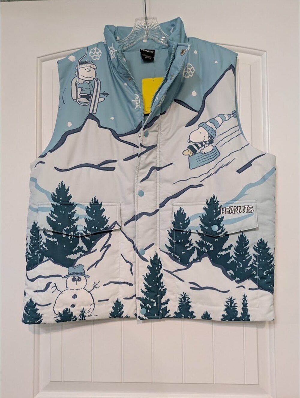 Peanuts Winter Scene Vest Blue & White | NWT | Unisex L-XL